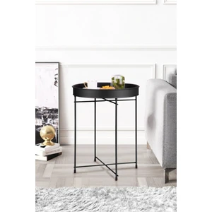 Metal Geniş Tepsili Katlanır Sehpa Siyah