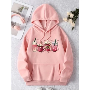 Coffe Baskılı Kapüşonlu Unisex Oversize Salaş Sweatshirt
