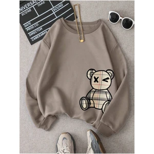 Kadın Siyah Kırmızı Kelebek Baskılı Sweatshirt