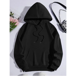 Düz Basic Ünisex Siyah Beyaz Gri Kapüşonlu Oversize Sweatshirt