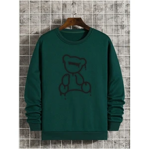 Eyeless Bear Baskılı Bisiklet Yaka Ünisex Oversize Sweatshirt