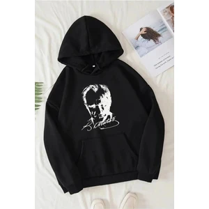 Atatürk Imzalı  Sweatshirt Oversize Şardonlu Kapüşonlu