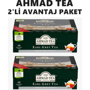 Ahmad Tea 2'li Ahmad Tea Earl Grey 48 Demlik Süzen Poşet Çay 153G x 2 Adet