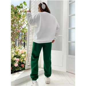 Brooklyn Mavi Jogger Beyaz Sweatshirt Alt Üst Eşofman Takımı Oversize Bisiklet Yaka