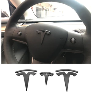 Wenchang Shop C Siyah Model Y Tesla Model 3 Karbon Fiber Desen Araba Etiketi Model Y Direksiyon Simidi Logo Süsleme Sticker Araba Bagaj Çıkartmaları (Yurt Dışından)