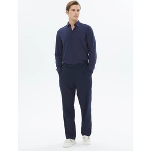 Lacivert Dokuma Loose Fit Casual Pantolon