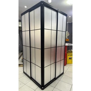 Teknesiz Kare Duşakabin Mika Plastik Camlı Karolaj Desenli