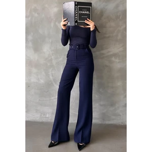 Lacivert Ispanyol Paça Kadın Kumaş Pantolon MG2303