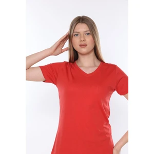 Tight Lady %100 Pamuk Süper Kalite V Yaka Kadın Basic Tişört Örme Pamuk Penye T-Shirt