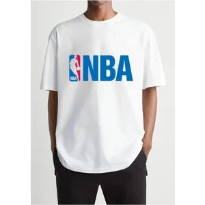 %100 Organik Pamuk Erkek Yazı Baskılı Beyaz Tişört Regular Fit / Normal Kesim