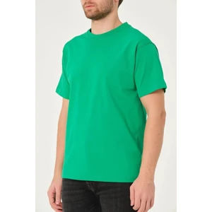 x Serüven %100 Organik Pamuk Erkek Düz  Yeşil Tişört Regular Fit / Normal Kesim