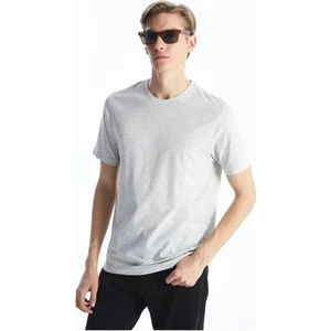 %100 Organik Pamuk Erkek Düz Gri Melanj Tişört Regular Fit / Normal Kesim