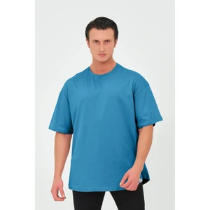 x Serüven %100 Organik Pamuk Erkek Düz Turkuaz Tişört Regular Fit / Normal Kesim