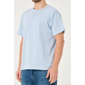 x Serüven %100 Organik Pamuk Erkek Düz Bebe Mavi Tişört Regular Fit / Normal Kesim