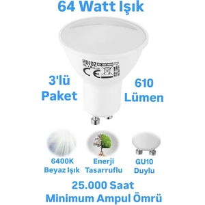 Horoz 8W GU10 LED Ampul Beyaz Işık 610 Lümen Çanak Spot Ampul