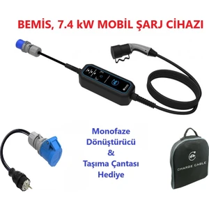 3,7 - 7,4 Kw Mono Mobil Araç Şarj Aleti - 5 Metre