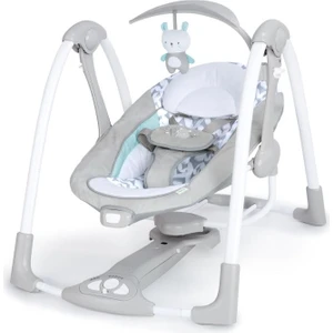ConvertMe 2'si 1 Arada Kompakt Taşınabilir Otomatik Bebek Salıncağı ve Bebek Koltuğu, Pil Tasarrufu Sağlayan Titreşimler, Doğa Sesleri, 0-9 Ay 3-9 kg (Swell)