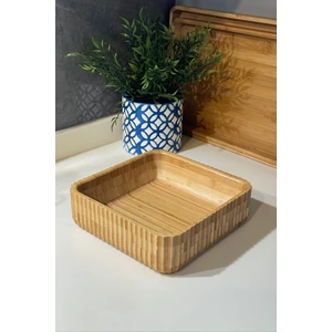 Bambu Çizgili Kase ,23 Cm-23 cm  Büyük Boy Kase Meyvelik Ekmeklik Salata Meze Bowl Curve Kase
