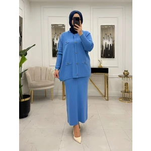 Nisum Moda Cep Detay Etekli Triko Takım