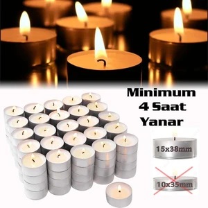 Binbir Reyon Kalın Tealight Mum Seti 100 Adet Minimum 4 Saat Yanar MA089