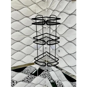 3 Katlı Yapışkanlı Lamalı Siyah Banyo Köşeliği