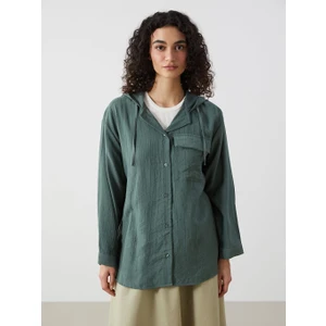 Lcw Modest Kapüşonlu Dokulu Oversize Krinkle Kadın Tunik