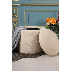 Sandıklı 45  x  45  cm  Peluş Krem Kumaşlı Çok Amaçlı Puf Koltuk