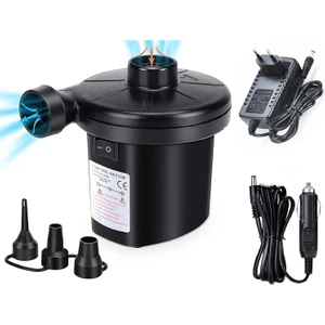 Elektrikli Çift Fonksiyonlu 3 Başlıklı Şişirme Pompası Araç Çakmak Girişli Elektrikli Pompa