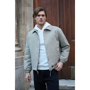 Erkek Oversize Çıt Çıt Kapamalı Bej Ceket Mont - 4014DNGR