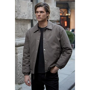 Erkek Oversize Çıt Çıt Kapamalı Vizon Ceket Mont - 4014DNGR