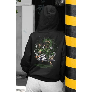 Fuddy Moda One Piece Zoro Sırt Baskılı Kapüşonlu Sweatshirt, Unisex Oversize Anime Baskılı Hoodie
