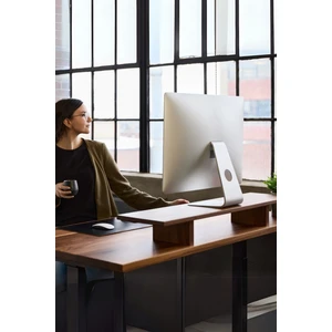 Woodrise Ceviz Rengi - Doğal Ahşap Laptop ve Monitör Standı Bilgisayar ve Ekran Yükseltici (70X19)