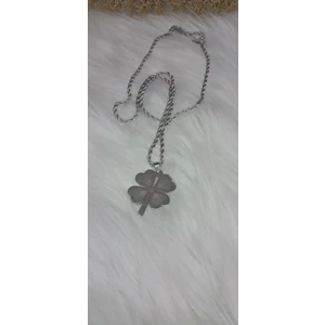 Stainless Steel Badelis Çelik Yonca Silver Kolye