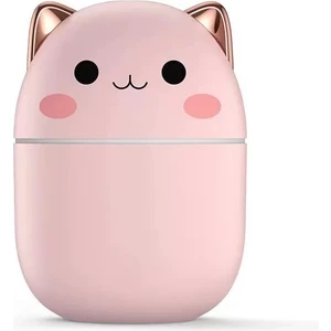Sevimli Kedi Hava Nemlendirici Ledli Ultrasonik Difüzör 250 ml Pembe