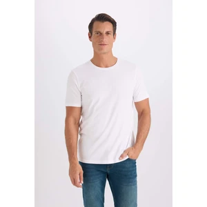 Slim Fit Dar Kesim Bisiklet Yaka Modal Karışımlı Pamuklu Basic Düz Kısa Kollu Beyaz Tişört M6606AZ25SP