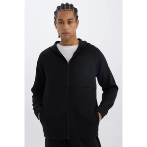 DeFactoFit Slim Fit Dar Kesim Kapüşonlu Skuba Dalgıç Kumaş Fermuarlı Sporcu Sweatshirt A6956AX25SP