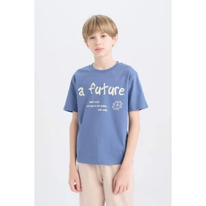 Erkek Çocuk Bisiklet Yaka Baskılı Kısa Kollu Tişört D9259A825SM