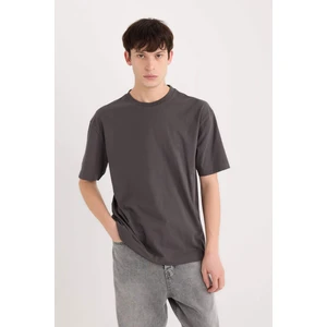 %100 Pamuk Boxy Fit Bisiklet Yaka Basic Düz Kısa Kollu Tişört D6070AX25SP