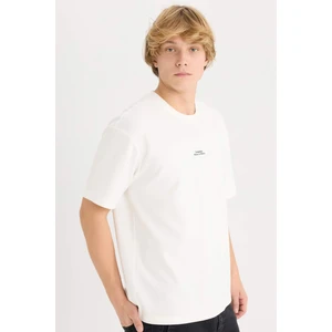 Boxy Fit Bisiklet Yaka Baskılı Kısa Kollu Tişört D6946AX25SP