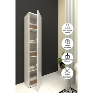 DEWOODY BANYO DOLABI 5 BÖLMELİ BOY DOLABI ÇOK AMAÇLI DOLAP