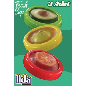 3'lü Freshcap -Meyve,sebze,soğan,limon ve Domates Saklama Kabı Esnek ve Yeniden Kullanılabilir