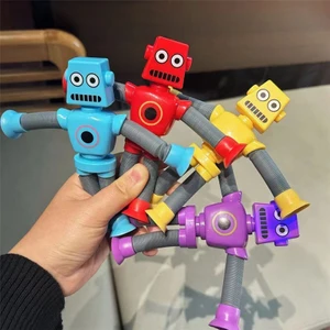 4 Adet Teleskopik Vakumlu Robot Oyuncak Işıklı (Yurt Dışından)