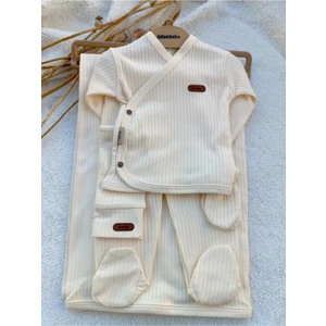 Bilge Trend Kız Erkek Bebek Natural 7 Parça Krem Hastane Çıkışı Zıbın Seti