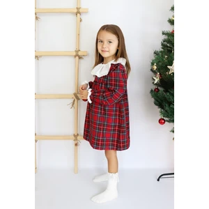 Parla Kids Kız Çocuk Kırmızı Kolej Ekose Uzun Kollu Dantel