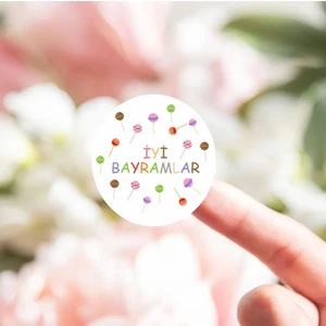 Iyi Bayramlar Etiket Mat Sticker Kurban Bayramı Ramazan 3 cm - 48 Adet
