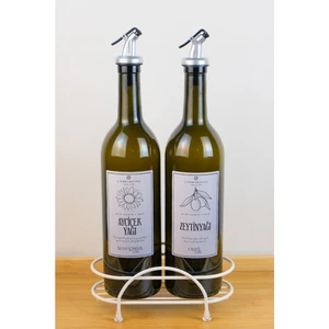 Petra 2'li Krem Metal Standlı Yağdanlık Seti Gümüş Etiketli Amber Yağlık 750 ml