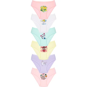 Humaone 6'lı Paket Likralı Kız Çocuk Baskılı Pamuklu Soft Renk Külot