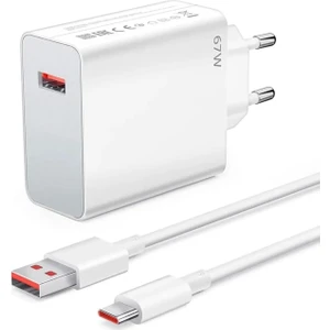 67W Turbo USB Type-C Hızlı Şarj Adaptörü, USB Şarj Kablosu Ile, Beyaz