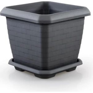 Hisar Kare Tabaklı ve Tekerlekli Saksı 25,5 Litre No 3