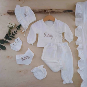 Momand Design 6 Lı Set Müslin Kız Bebek Hastane Çıkışı
